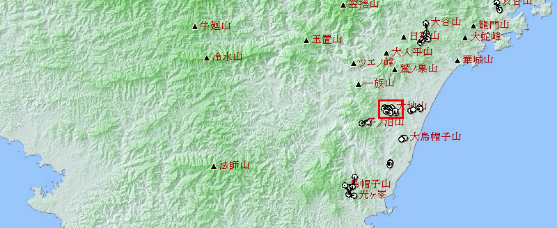 紀伊半島 御浜町/紀宝町 女郎が峰(480m)、大地山(601m)、高山